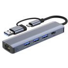 USB C HUB auf 3x USB, 1x USB-C, 1x ETHERNET